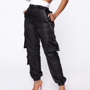 Black Belted Cargo Joggers